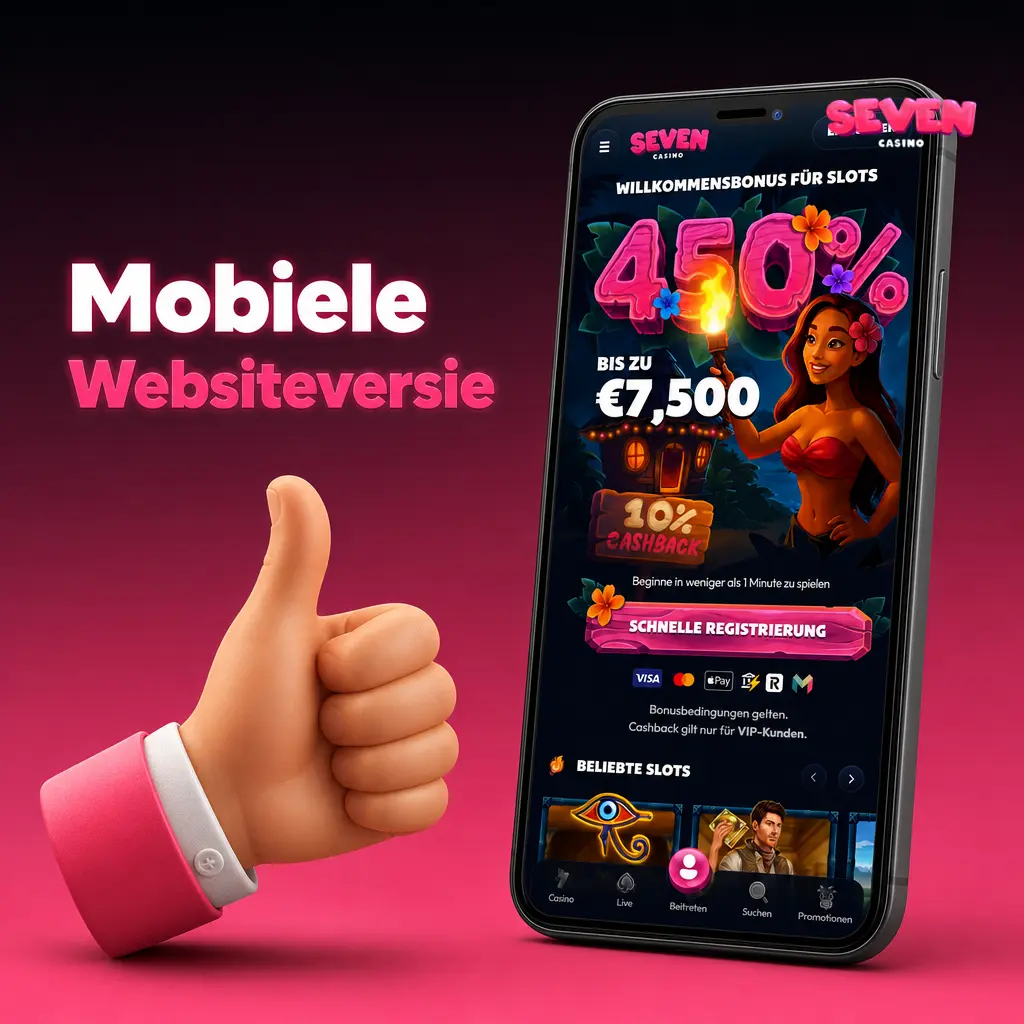 Seven Casino mobiele website geoptimaliseerd voor smartphones en tablets met volledige browsertoegang