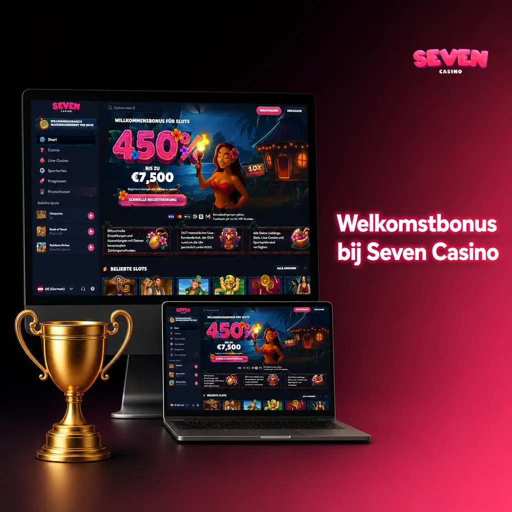 Seven Casino welkomstbonus 450% tot €7.500 op eerste storting met bonusvoorwaarden voor live casino