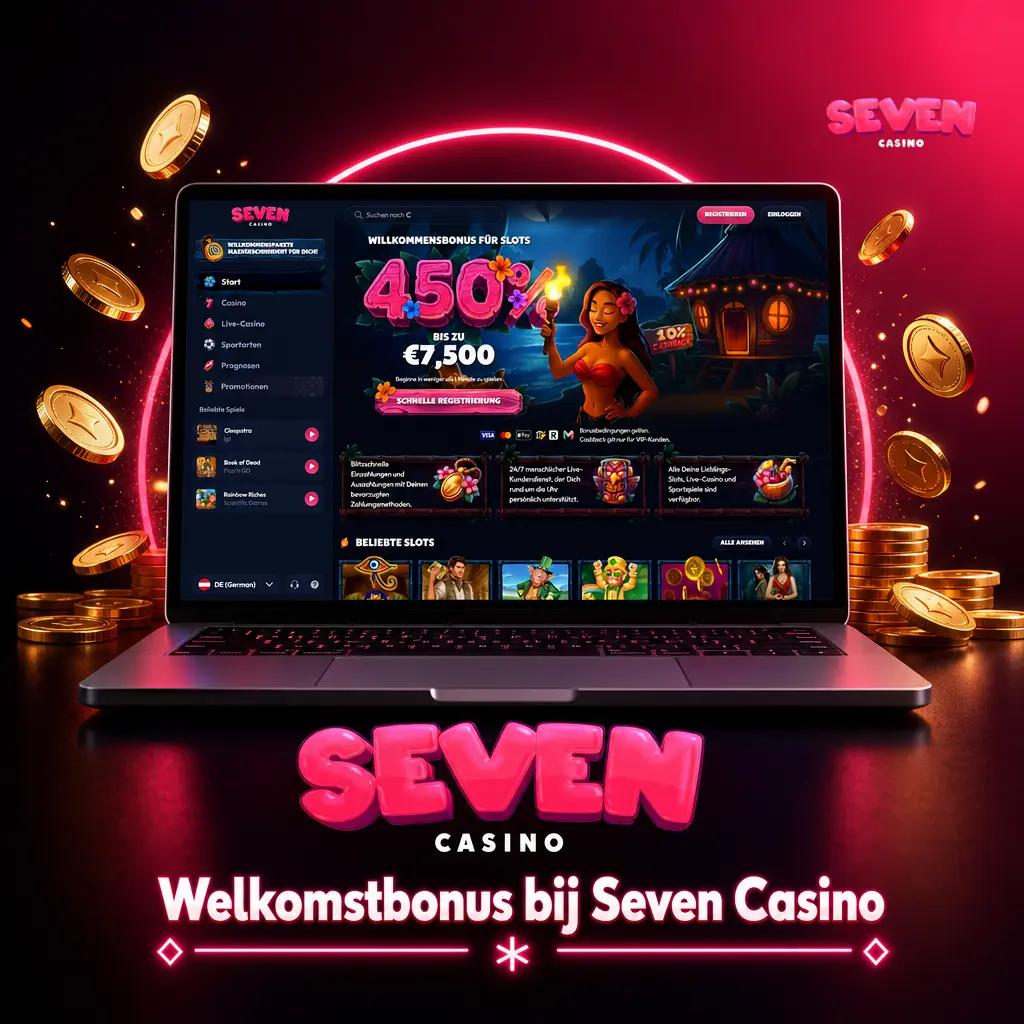 Seven Casino welkomstbonus 450% tot EUR 7.500 voor nieuwe Nederlandse spelers, minimale storting EUR 20